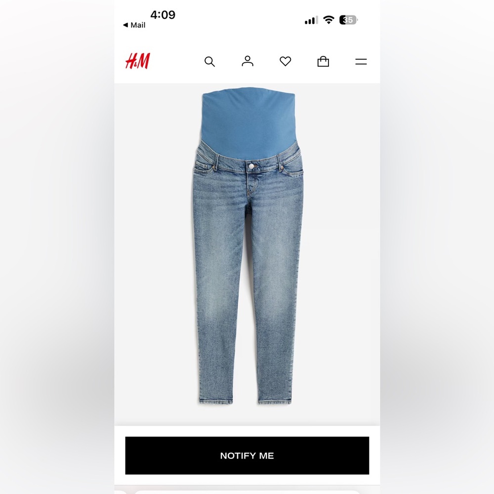 H&M Mama maternity slim ankle jeans size xs light wash